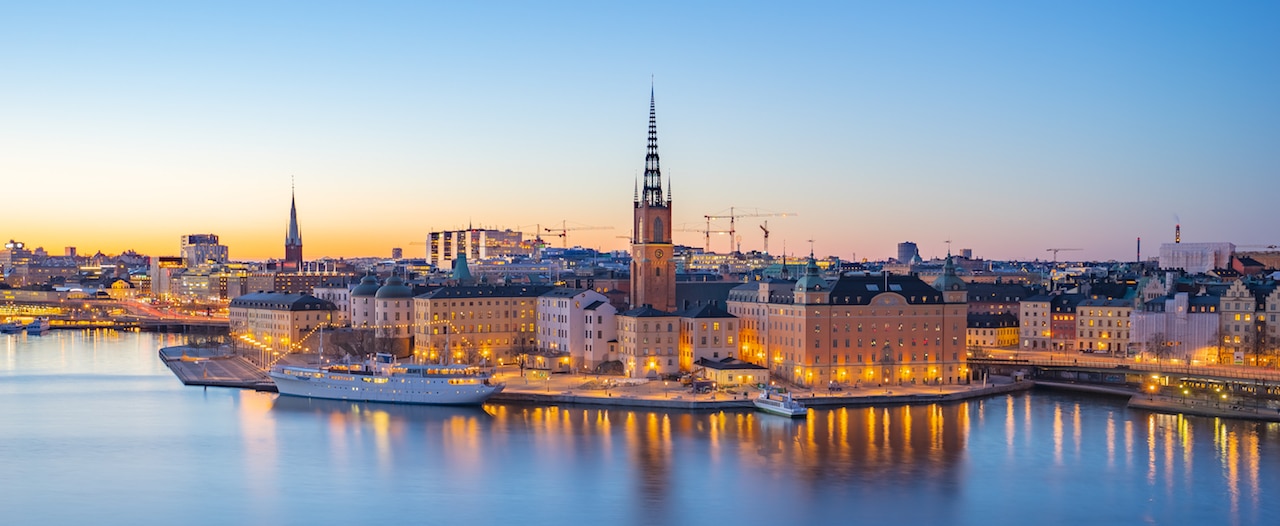 Night View Stockholm City Skyline Old Town Sweden
