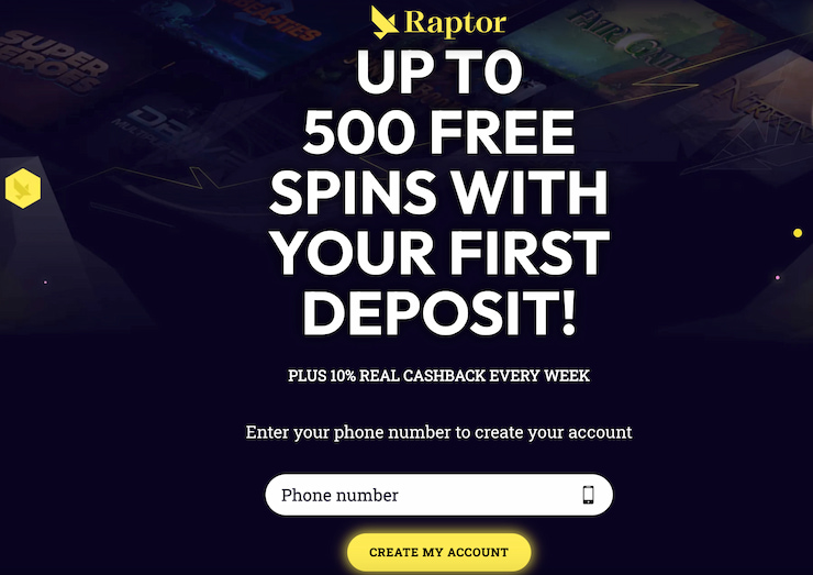 Raptor Casino skapa konto